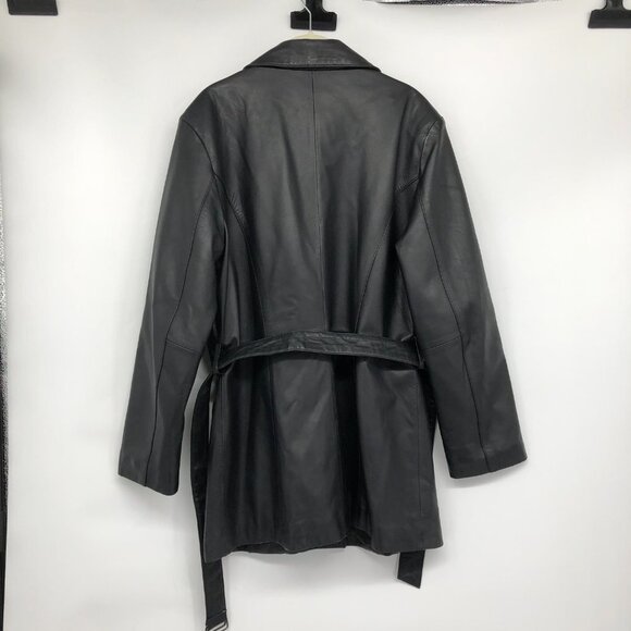 Vintage FM Canada Black Belted Full Button Up Genuine Leather Jacket size M - Picture 4 of 16